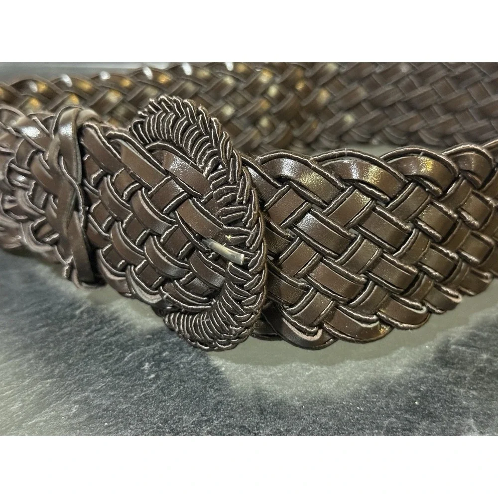 Women's Braided Brown Belt Basketweave Woven Size Medium 35